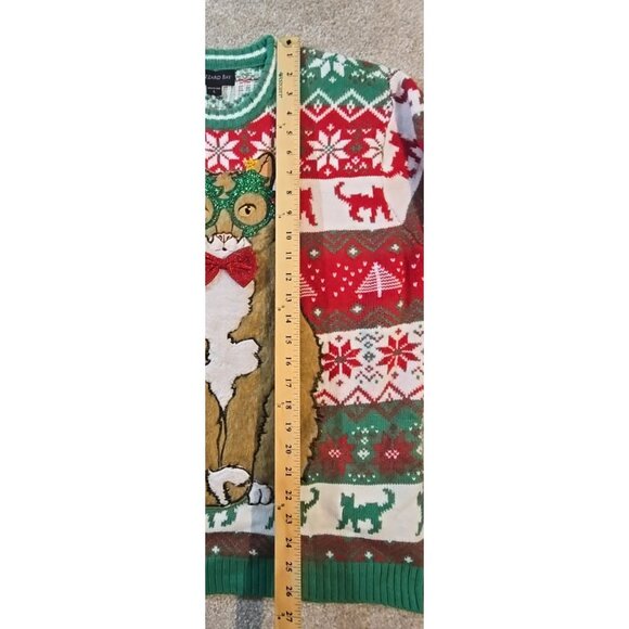 Blizzard Bay Fair Isle Cat Christmas Ugly Sweater All Over Print Whimsical Sz L - Picture 4 of 11